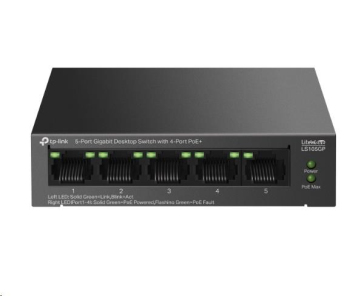 TP-Link LiteWave switch LS105GP (5xGbE, 4xPoE+, 65W, fanless)