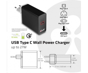 Club3D Nabíječka USB Typ C, 27 W