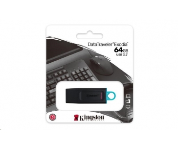 Kingston Flash Disk 64GB USB3.2 Gen 1 DataTraveler Exodia (Black + Teal)