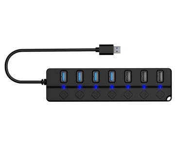 CONNECT IT USB Hub Mighty Switch 2, 4xUSB 3.0, 3xUSB 2.0, externí, černá