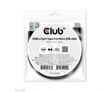 Club3D Kabel USB 3.2 Gen1 Type-A to Micro USB Cable M/M, 1m