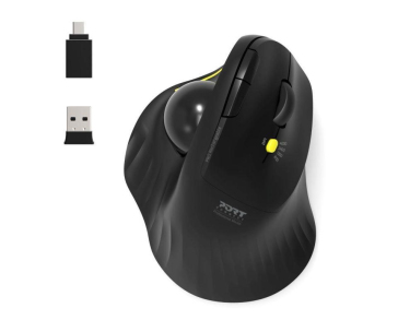 PORT bezdrátová ergonomická myš ERGONOMIC TRACKBALL, 2,4 Ghz & Bluetooth, USB-A/C, černá