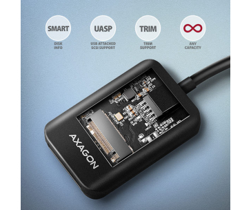 AXAGON ADM2-CM USB-C 10Gbps - M.2 NVMe & SATA SSD adaptér, kabel USB-C 10cm