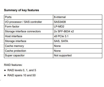 FUJITSU RAID CP500i FH/LP - PSAS - RAID Levels  0, 1, 10, 5, 50 - no cache / 2xSFF8643