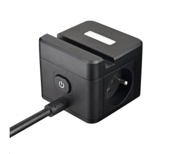 Viking síťový adaptér YC23H, 2x 230 V, 1x USB-A, 2x USB-C, dotykové světlo, funkce stojánku, černá