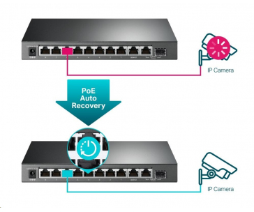 TP-Link CCTV Easy Smart switch TL-SG1210MPE (8xGbE, 1xGbE uplink, 1xGbE/SFP combo uplink, 8xPoE+, 123W, fanless)