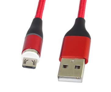 PremiumCord Magnetický micro USB a USB-C nabíjecí a datový kabel, 1m, červená