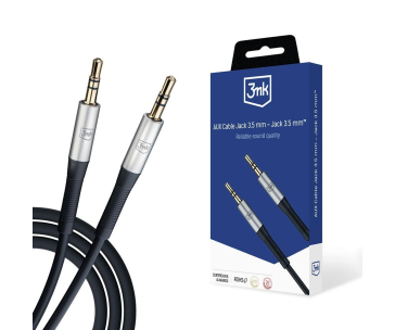 3mk audio kabel - AUX Cable Jack 3,5 mm - Jack 3,5 mm, délka 1 m, černá