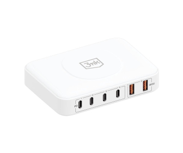 3mk síťová nabíječka - Hyper Charger PowerMax 100W, GaN 4x USB-C (PD) / 2x USB, bílá