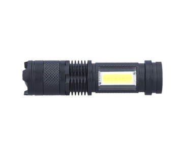 Solight LED nabíjecí kapesní svítilna se zoomem, 100lm + 70lm, Li-Ion, USB, černá