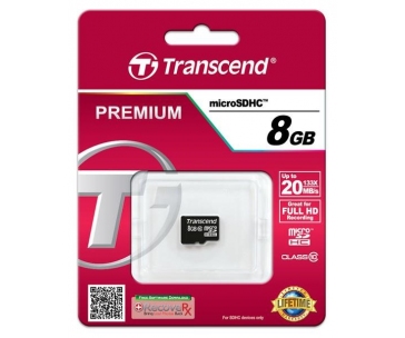 TRANSCEND MicroSDHC karta 8GB Class 10 8GB, bez adaptéru