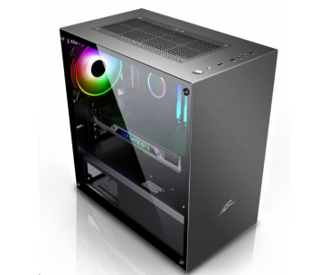 EVOLVEO M4, case mATX, 1x120mm PWM ventilátor, průhledná bočnice, černá