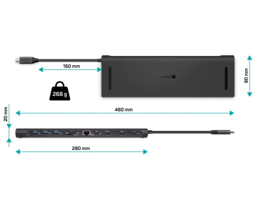 CONNECT IT dokovací stanice USB-C, 11v1 (2xHDMI), externí, šedá