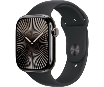 Apple Watch Series 10 GPS + Cellular 42mm Slate Titanium Case with Black Sport Band - M/L