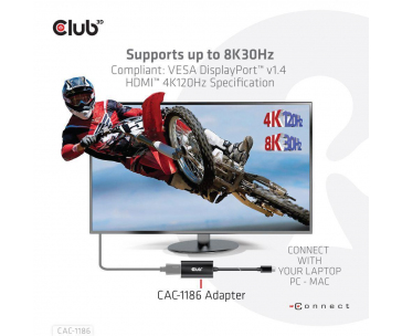 Club3D aktivní adaptér mini DisplayPort 1.4 na HDMI 4K120Hz s DSC1.2 M/F