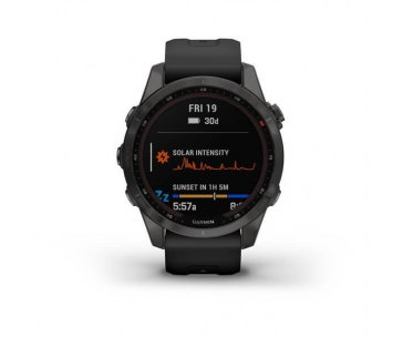 Garmin fenix 7s Sapphire Solar, Titan Carbon Gray/ Black Silicone Band