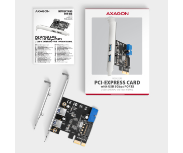 AXAGON PCEU-232RS, PCIe řadič, 2+2x USB 5Gbps port, SATA napájení, Renesas PD720201, SP & LP