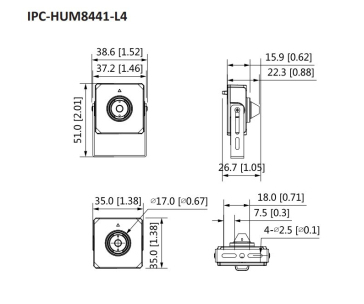 Dahua KIT/IPC-HUM8441-E1-L4-0280B, IP kamera, Pinhole, 4Mpx, 1/2.7" CMOS, objektiv 2,8 mm, PoE