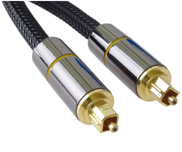 PremiumCord optický audio kabel Toslink, OD:7mm, Gold-metal design + Nylon, 2m