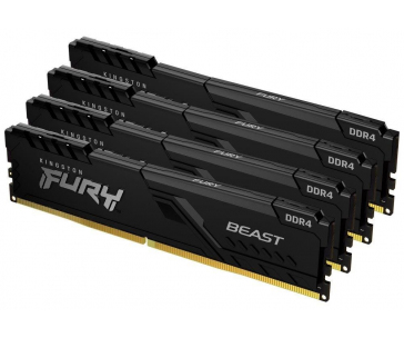 KINGSTON DIMM DDR4 64GB (Kit of 4) 2666MT/s CL16 1Gx8 FURY Beast Černá