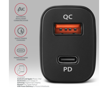 AXAGON PWC-PQ38, PD & QUICK nabíječka do auta 38W, 2x port (USB + USB-C), PD3.0/QC3.0/AFC/FCP/Apple