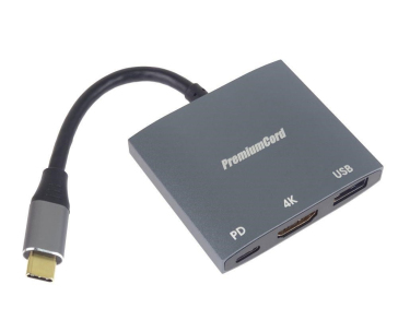 PremiumCord adaptér USB-C na HDMI, USB3.0,  PD, rozlišení 4K a FULL HD 1080p