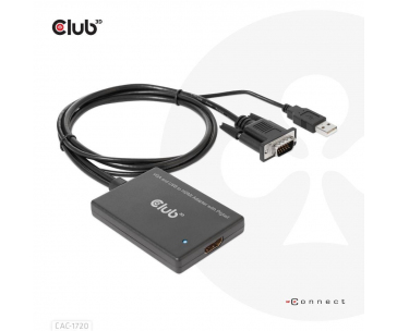 Club3D kabel VGA a USB-A na HDMI s ocáskem, M/F, 0.6m