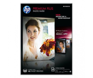 HP Premium Plus Semi-gloss Photo Paper-20 sht/A4/210 x 297 mm, 300 g/m2, CR673A