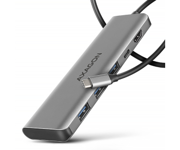 AXAGON HMC-5H, USB 5Gbps hub, 3x USB-A, HDMI 4k/30Hz, PD 100W, kabel USB-C 100cm