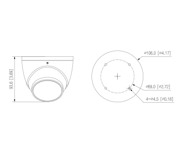 Dahua IPC-HDW3241EM-S-0280B-S2, IP kamera, 2Mpx, 1/2.9" CMOS, objektiv 2,8 mm, IR<50, IP67