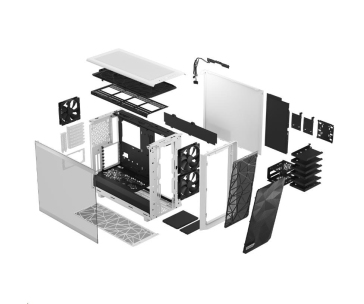 FRACTAL DESIGN skříň Meshify 2 White TG Clear Tint, USB 3.1 Type-C, 2x USB 3.0, bez zdroje, E-ATX