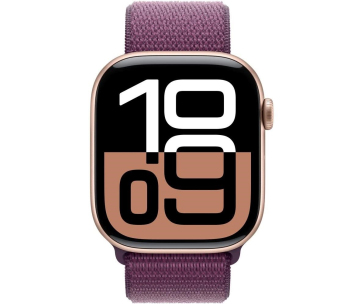 Apple Watch Series 10 GPS + Cellular 42mm Rose Gold Aluminium Case with Plum Sport Loop