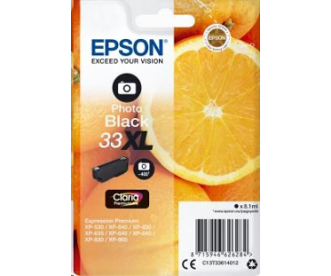 EPSON ink čer Singlepack "Pomeranč" Photo Black 33XL Claria Premium Ink