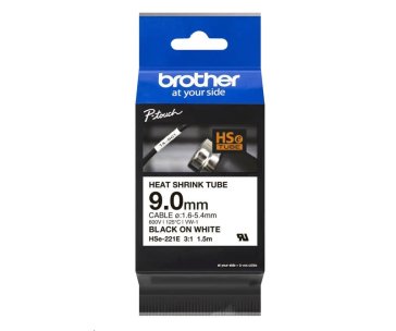 BROTHER smršťovací bužírka - HSE-221E bílá pro E300VP H300 H500 E550 P700 P750 D800 P900 P950 - 9,0 mm/ 1,6-5,4 / 3:1