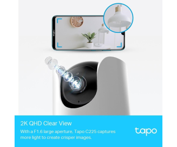 TP-Link Tapo C225 domácí/indoor kamera, (4MP, 2K 1440p, IR 9m, WiFi, micro SD card)