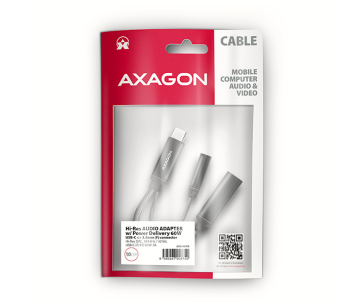 AXAGON ADA-HCPD, USB-C na 3.5mm jack - Hi-Res DAC audio adaptér, 384kHz/32bit, stereo, PD 60W 3A