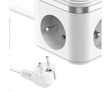 Viking síťový adaptér YC33, 3x 230 V, 1x USB-A, 2x USB-C, tlačítko ON/OFF, délka 1,4 m, bílá