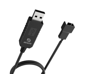 AKASA kabel USB na 3-pin / 4-pin, 5V na 12V adaptér pro ventilátory, 60 cm