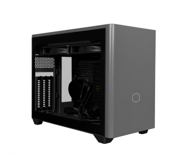 BAZAR - Cooler Master case MasterBox NR200P MAX, mini-ITX, šedá, integrovaný vodní chladič, zdroj 850W - Poškozený obal