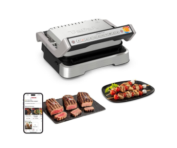 Tefal OptiGrill 2 v 1 GC772D30 Inox kontaktní gril, 2100 W, termostat, odkapávací nádobka, aplikace Tefal