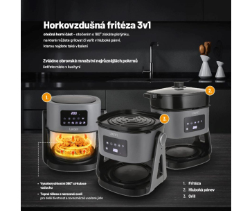 Lauben Glass&Grill Air Fryer 3in1 5500BG - horkovzdušná fritéza