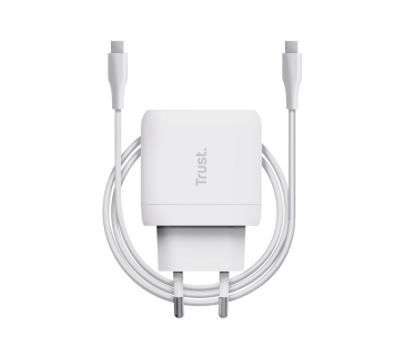 TRUST nabíječka 45W Maxo, USB-C, Nabíječka do zdi, 2m USB-C kabel, bílá