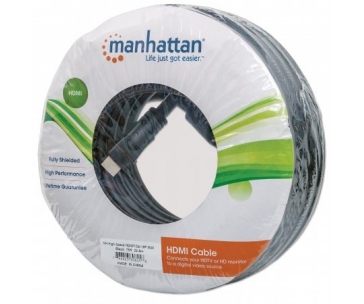 MANHATTAN kabel High Speed HDMI 3D, Male to Male, stíněný, černý, 20m (22.5m)