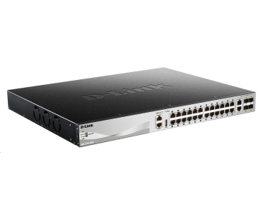 D-Link DGS-3130-30PS/E L3 Stackable Managed Gigabit PoE Switch, 24x PoE gigabit, 2x 10GBASE-T, 4x SFP+, 370W PoE