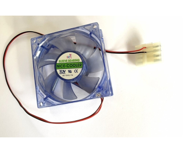 EUROCASE ventilátor 80mm, 12V/0,17A, prosvětlený modrý (molex)