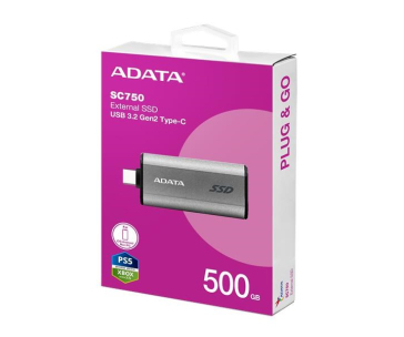 ADATA External SSD 500GB SC750, USB-C 3.2 Gen2, Černá