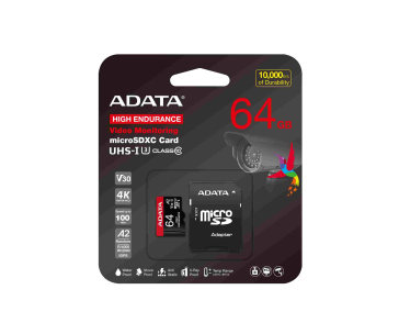 ADATA MicroSDXC karta 64GB High Endurance UHS-I C10 V30 A2 (R:100/W:80 MB/s) + SD adaptér