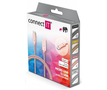 CONNECT IT Wirez Steel Knight Micro USB - USB, metallic rose-gold, 1 m