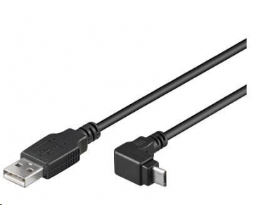 PremiumCord Kabel micro USB 2.0, A-B, konektor do úhlu 90° 1.8m (černý)