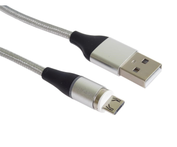 PremiumCord Magnetický micro USB a USB-C nabíjecí a datový kabel, 1m, stříbrná